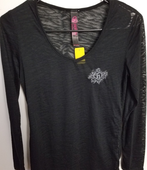Hostility Tops - Hostility Black V Neck Long Sleeve Top Hostility Tops - Hostility Black V Neck Long Sleeve Top
